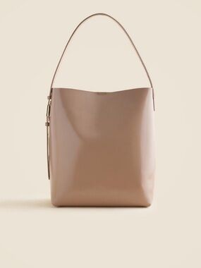 NEW J. Crew Edie Bucket Bag Italian Leather Natural work bag office CB969 $268